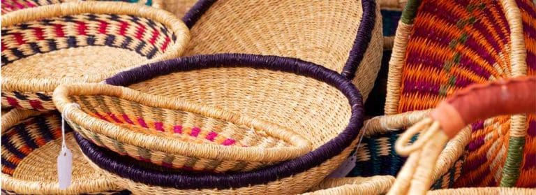 Woven baskets in various colours