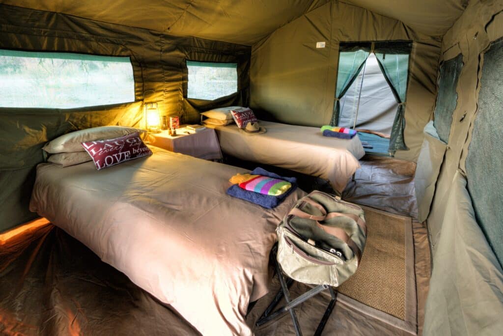 Inside tent