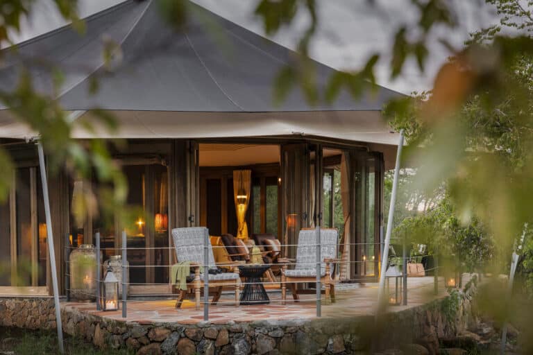 Nina twin tent exterior distant view