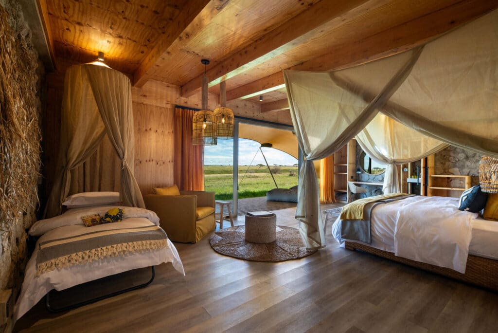 Asilia Africa Namiri Plains Retreats Third bed suitable for a child sharing