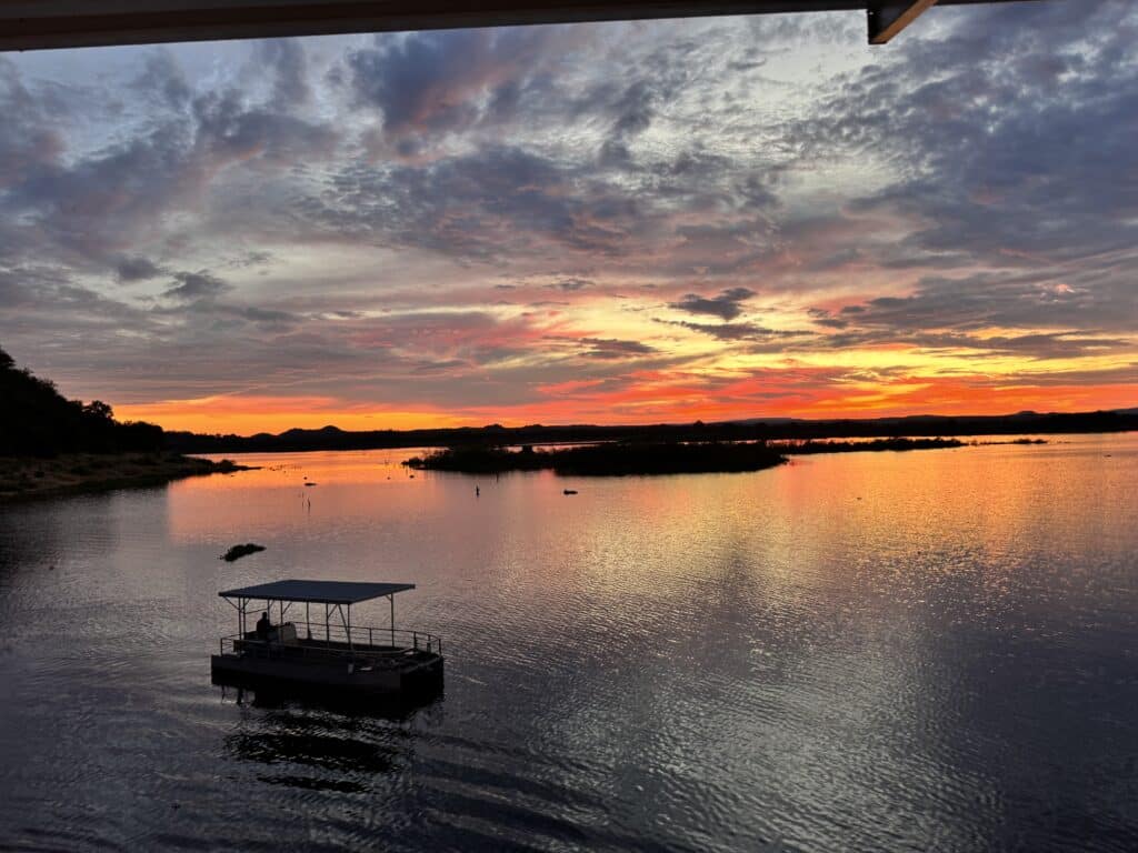 sunset as seen from Zambezi Trader